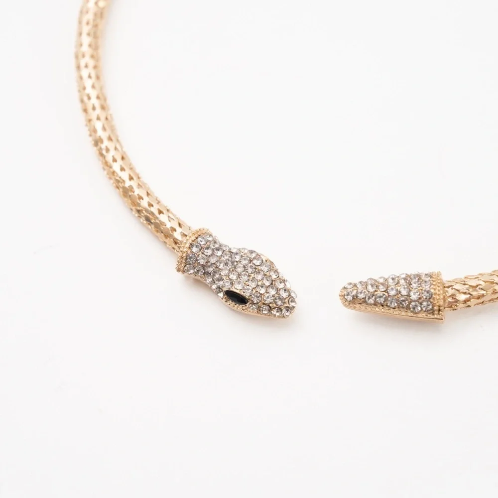 Gold‎ Snake Rhinestone Choker Necklace